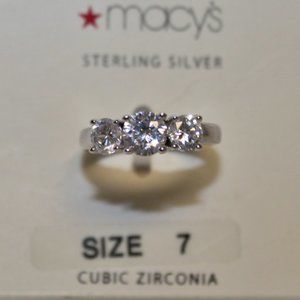 New Macy's 925 3 Diamond Stone Ring